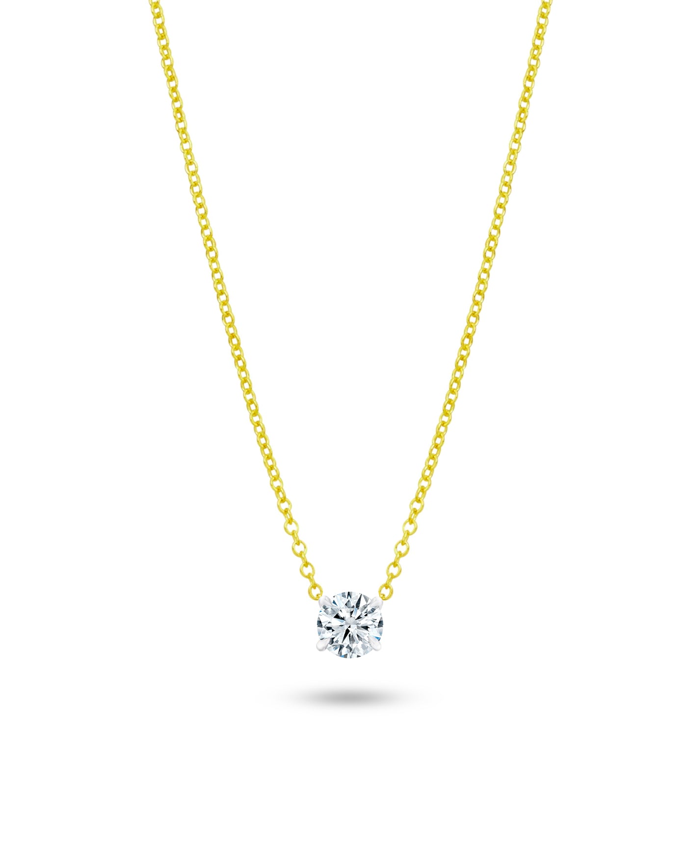 Single Stone Necklace | Round Cut 1ct LAB Diamond
