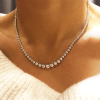 10 Carat Tennis Necklace | Graduated Round Cut