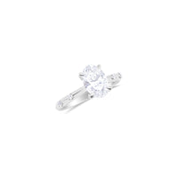 14 Kt White Gold Oval Cut 1.93 Ct Diamond Ring With Burnish Diamonds