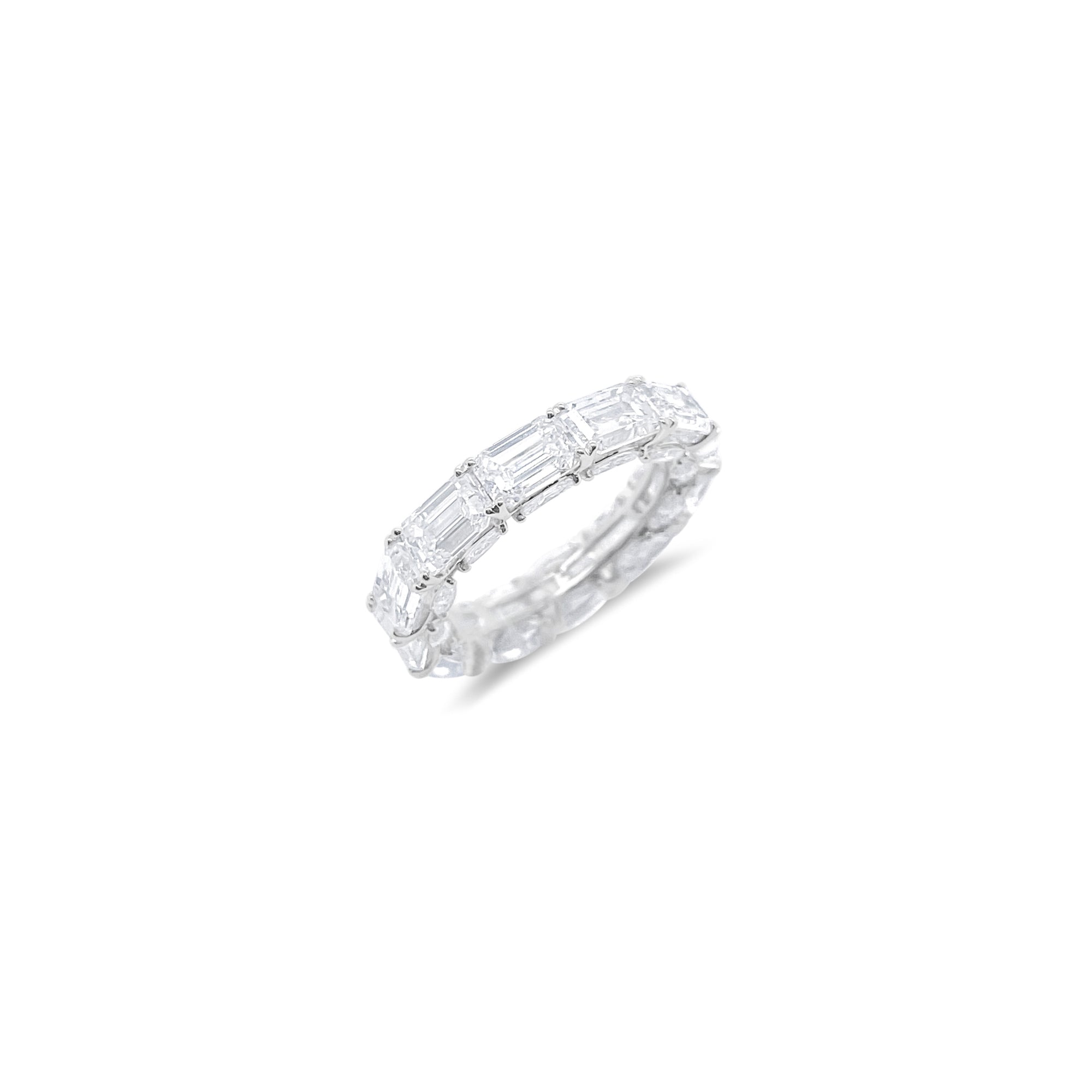 14 Kt White Gold Emerald Cut Eternity Band 9.62 Cts