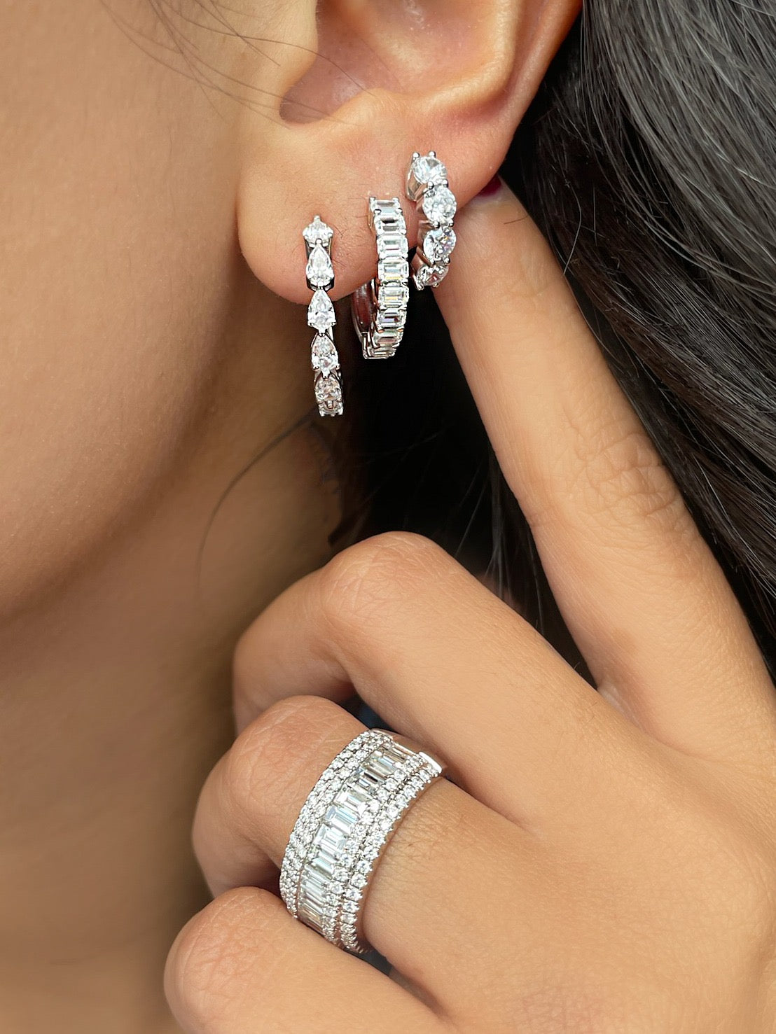 1.8 Carat Lab Grown Diamond  Pear Shape Hoop | Vertical Pear Cut