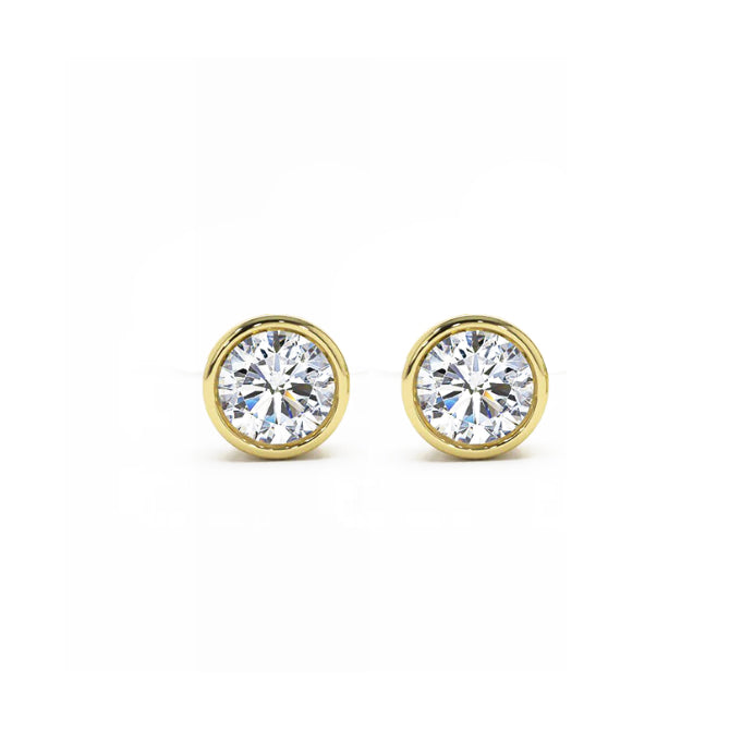 14kt Yellow Gold Bezel Set 2 Carat Lab Grown Studs