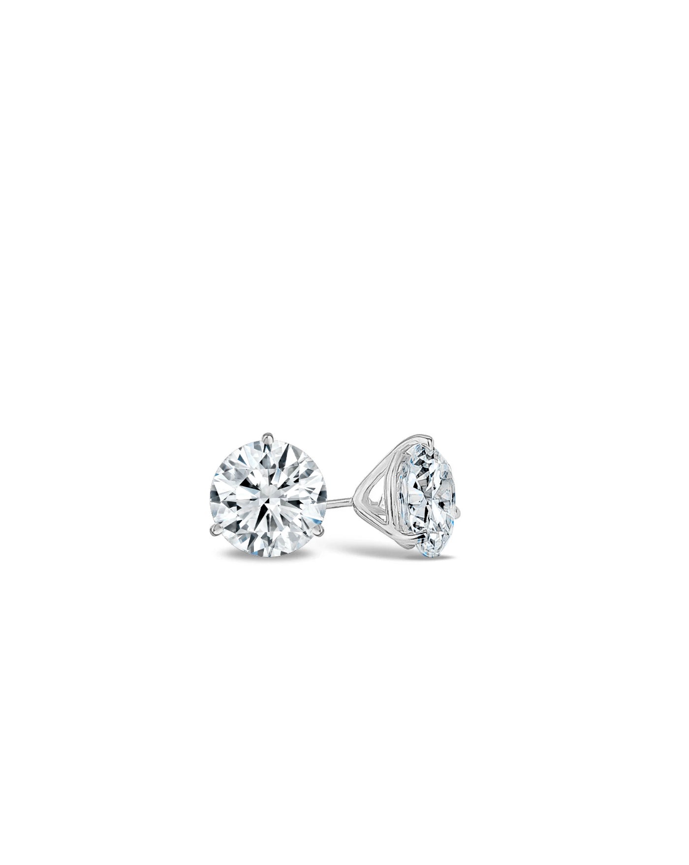 Studs Earrings | Round Cut 3ct and 3 prong setting LAB Diamond