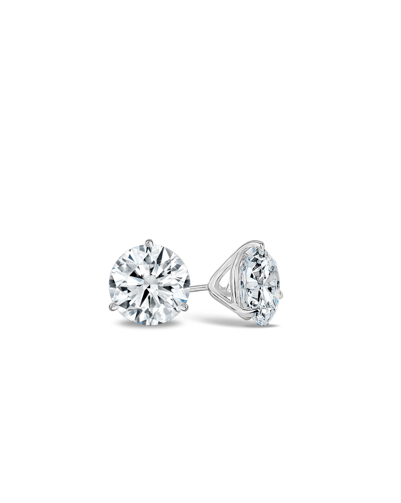 Studs Earrings | Round Cut 5ct and 3 prong Setting LAB Diamond
