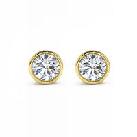 14kt Yellow Gold 4 Carat Bezel Set Lab Grown Studs