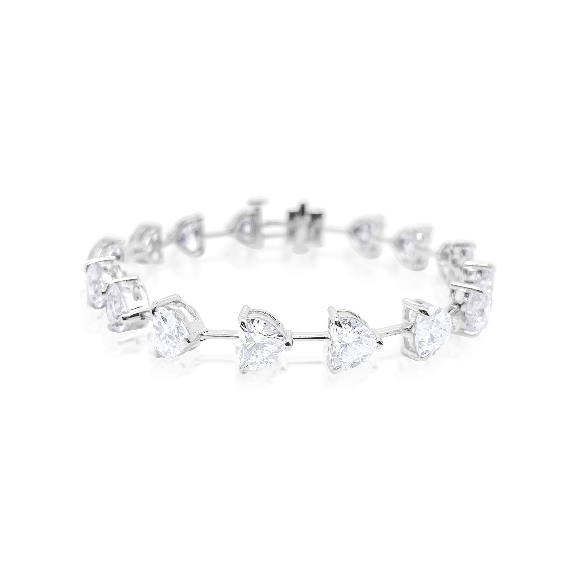 14kt White Gold 16.87 Carat Heart Lab Grown Diamond Tennis Bracelet 16387