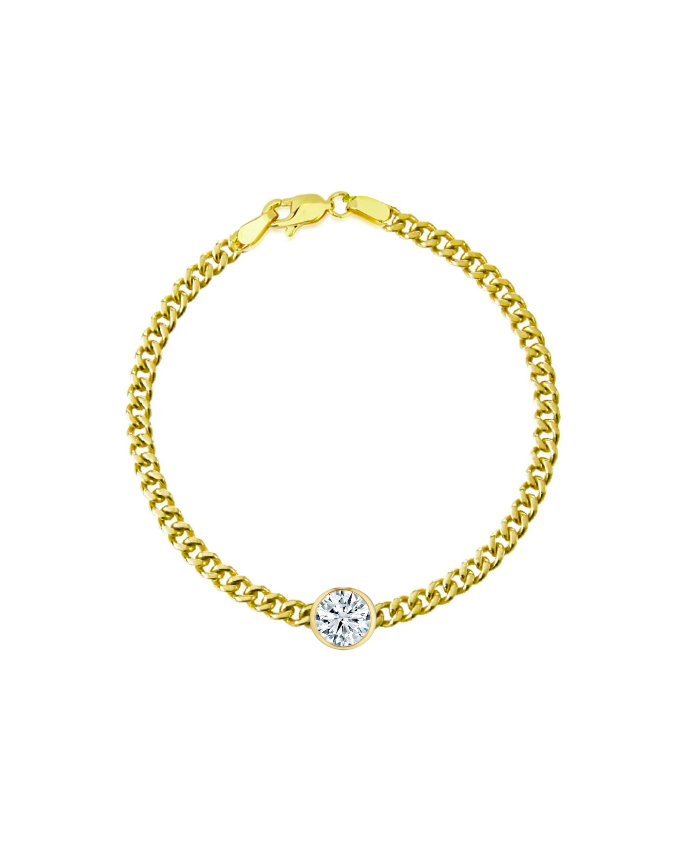Cuban Link Bracelet | Round Shape Cut 1ct LAB Diamond