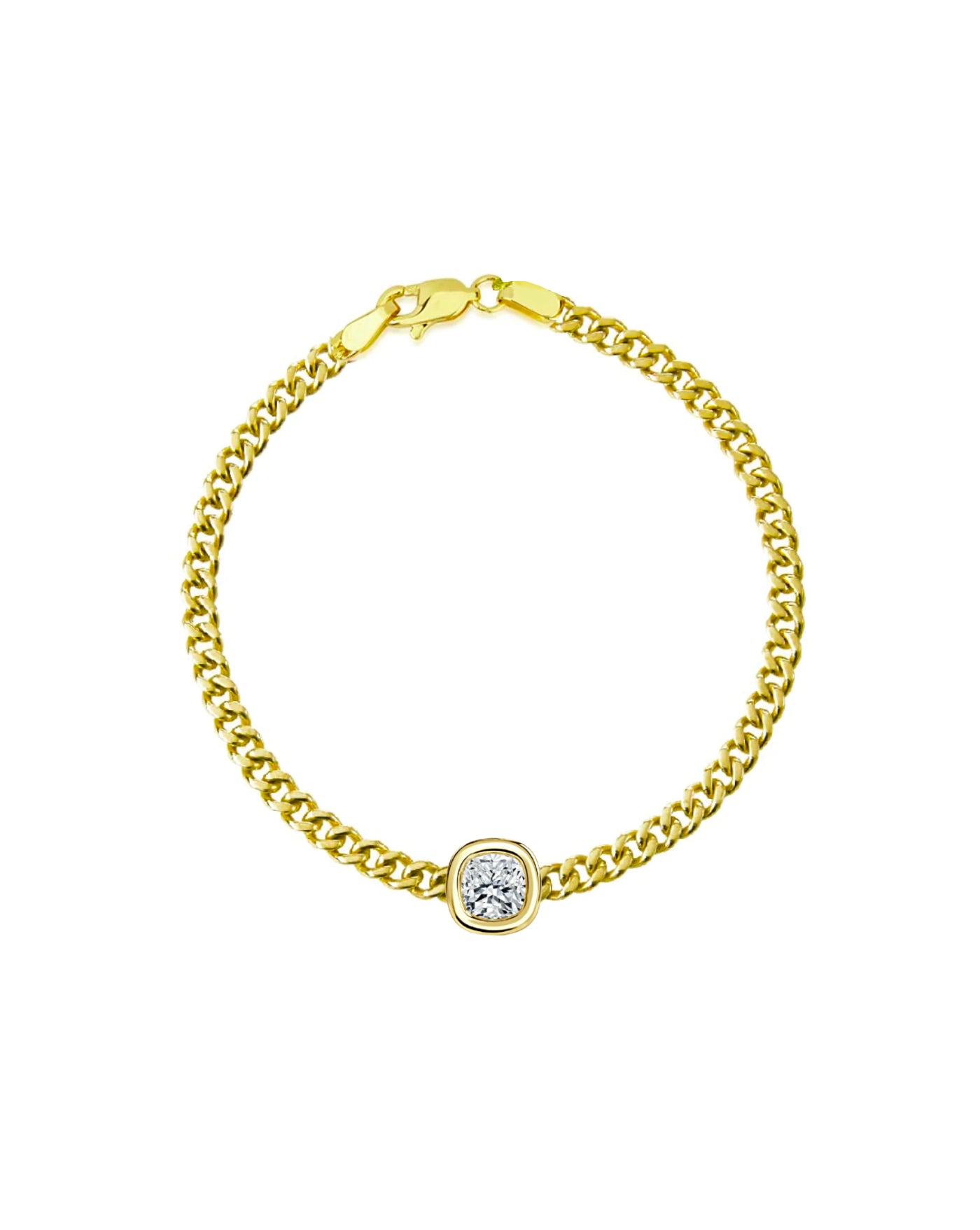Cuban Link Bracelet | Cushion Cut 1ct LAB Diamond