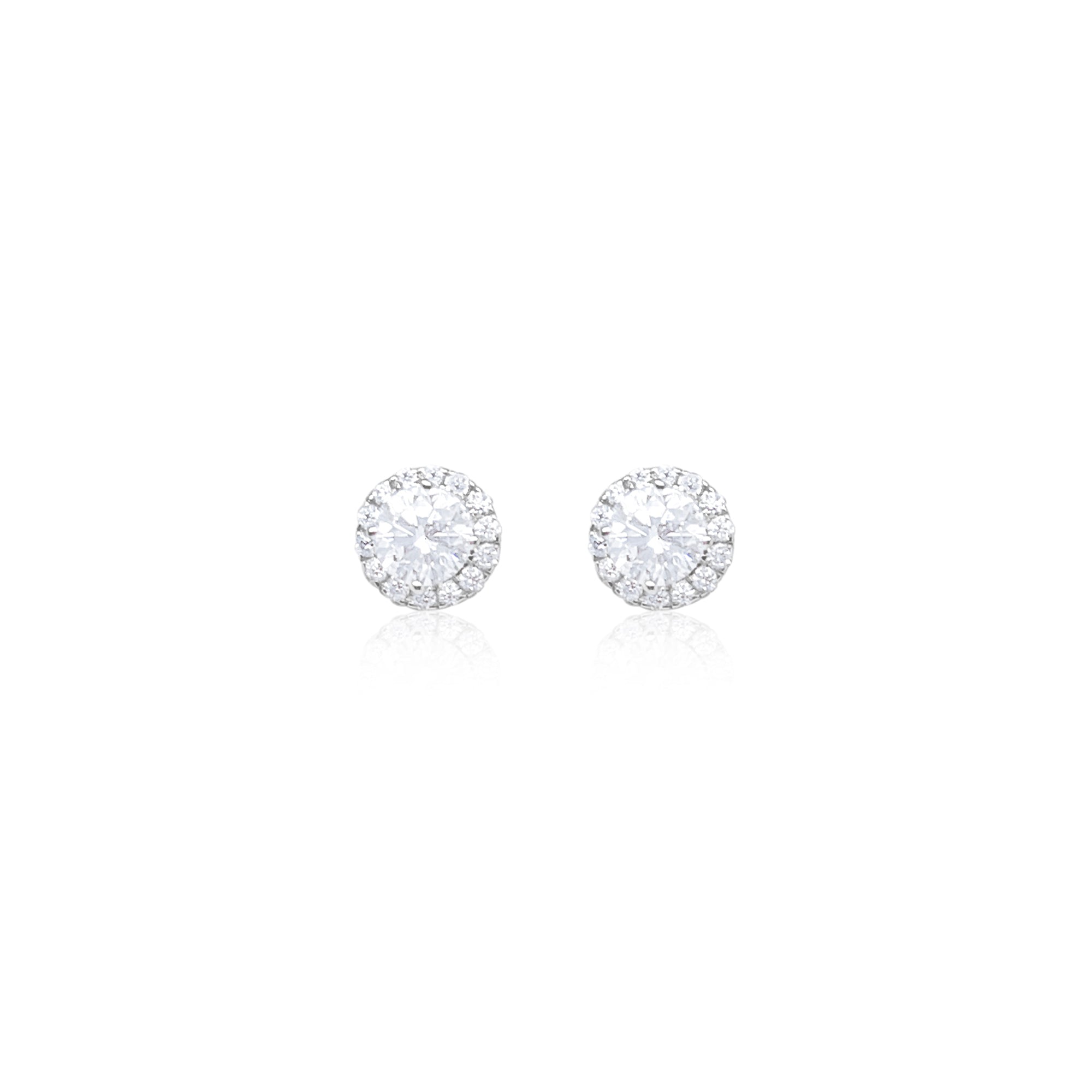 14kt White Gold Round  Halo Diamond Studs 1.32 Carat