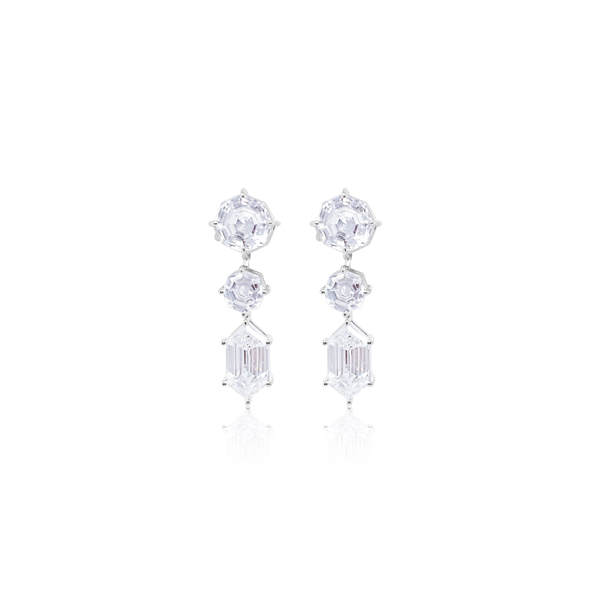 3.41 Carat White Gold Diamond Drop Earrings 14kt White Gold