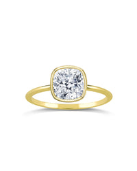 Cushion Diamond Solitaire Bezel Set
