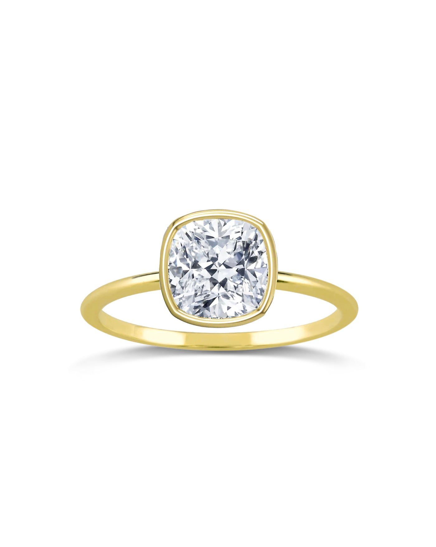 Cushion Diamond Solitaire Bezel Set