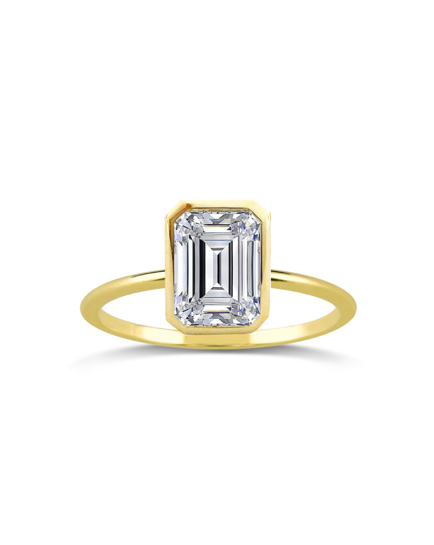 Emerald Diamond Solitaire Bezel Set