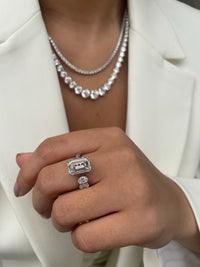 6 Cts Emerald Cut Open Band Ring LAB GROWN