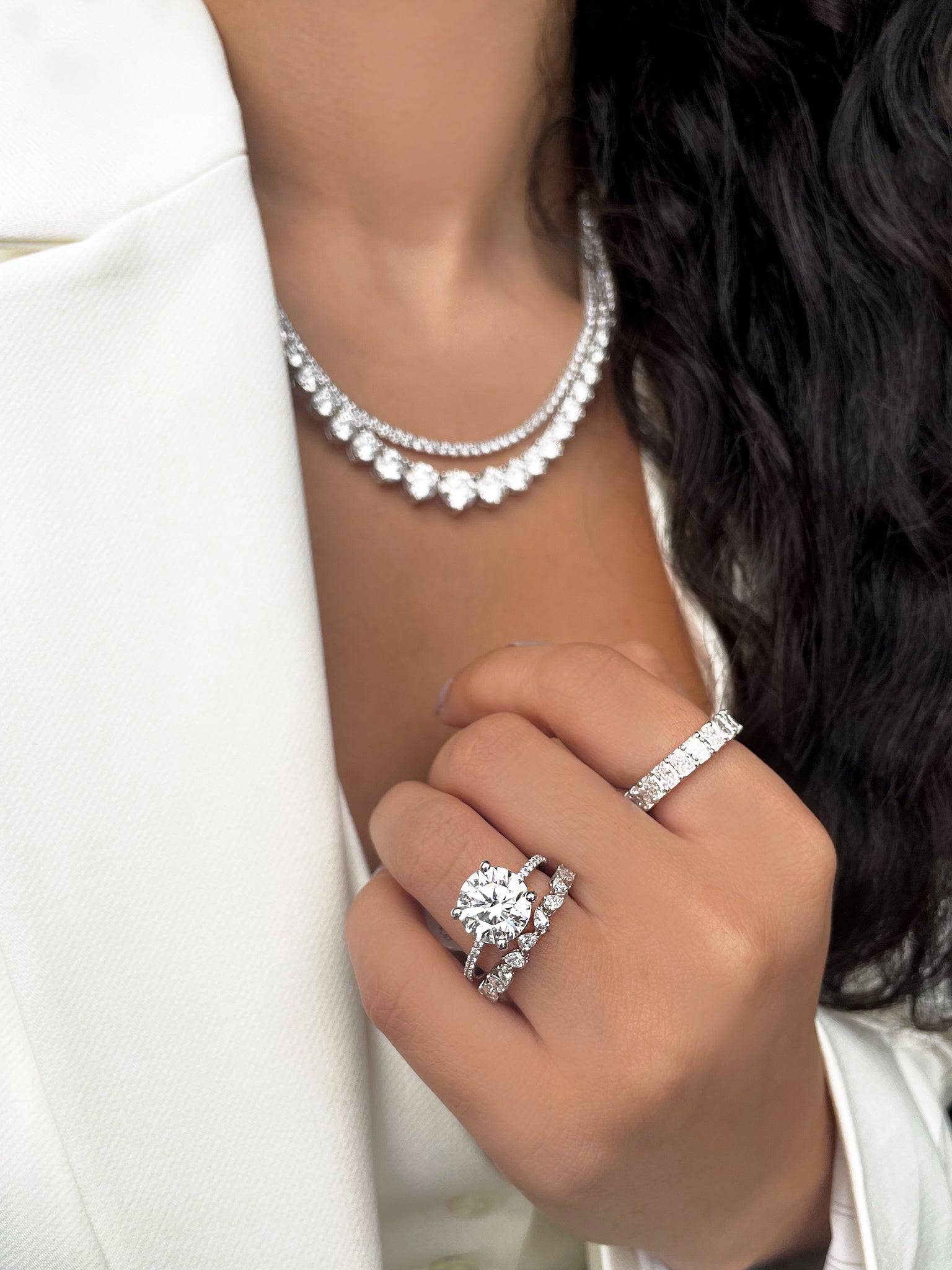 40 Cts Tennis Necklace | Graduated Round Cut