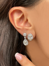 1.85 Ct Round Bezel And Pear Halo Diamond Earrings