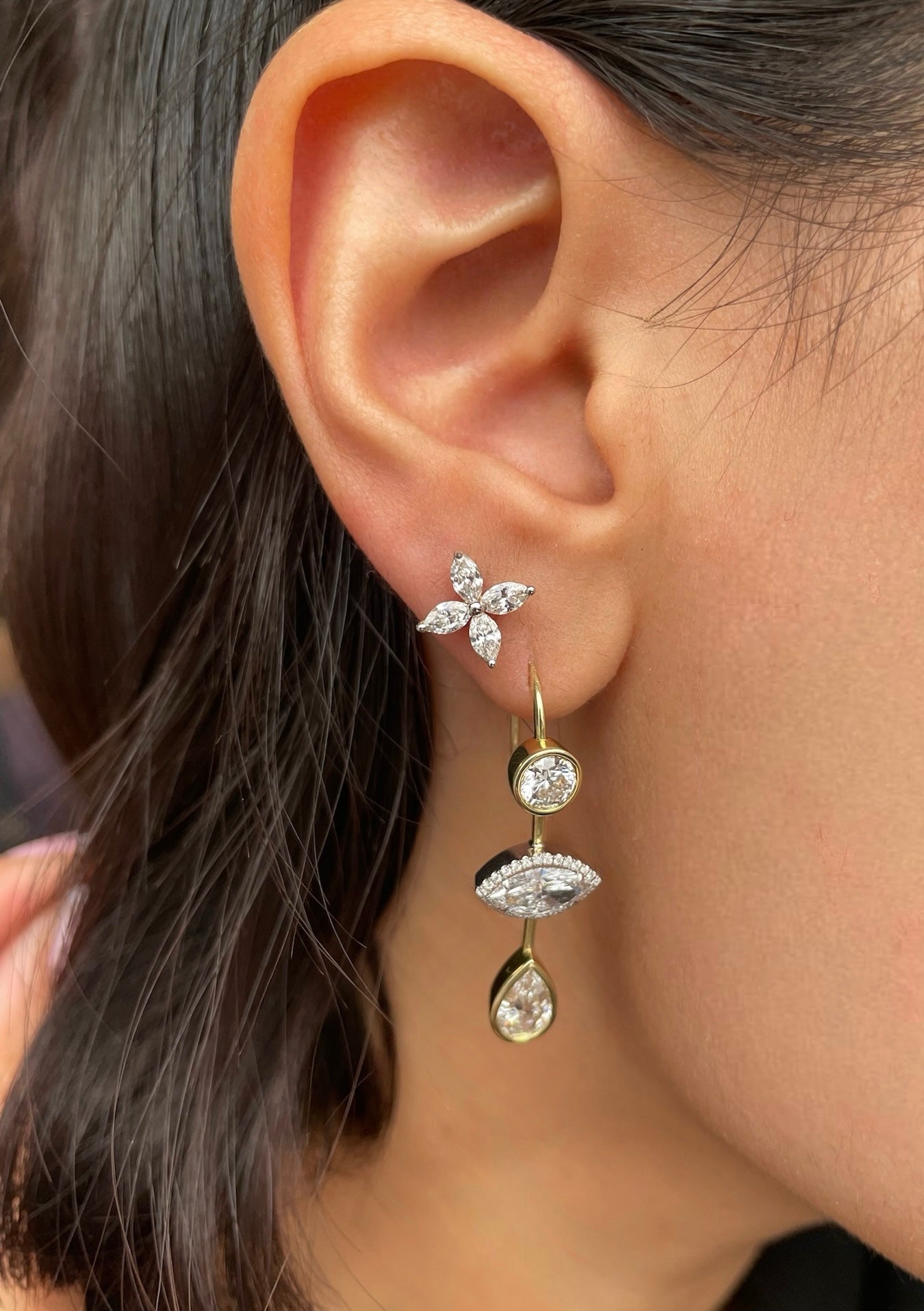 Multi-Shape Diamond Drop Earring | LAB Diamond