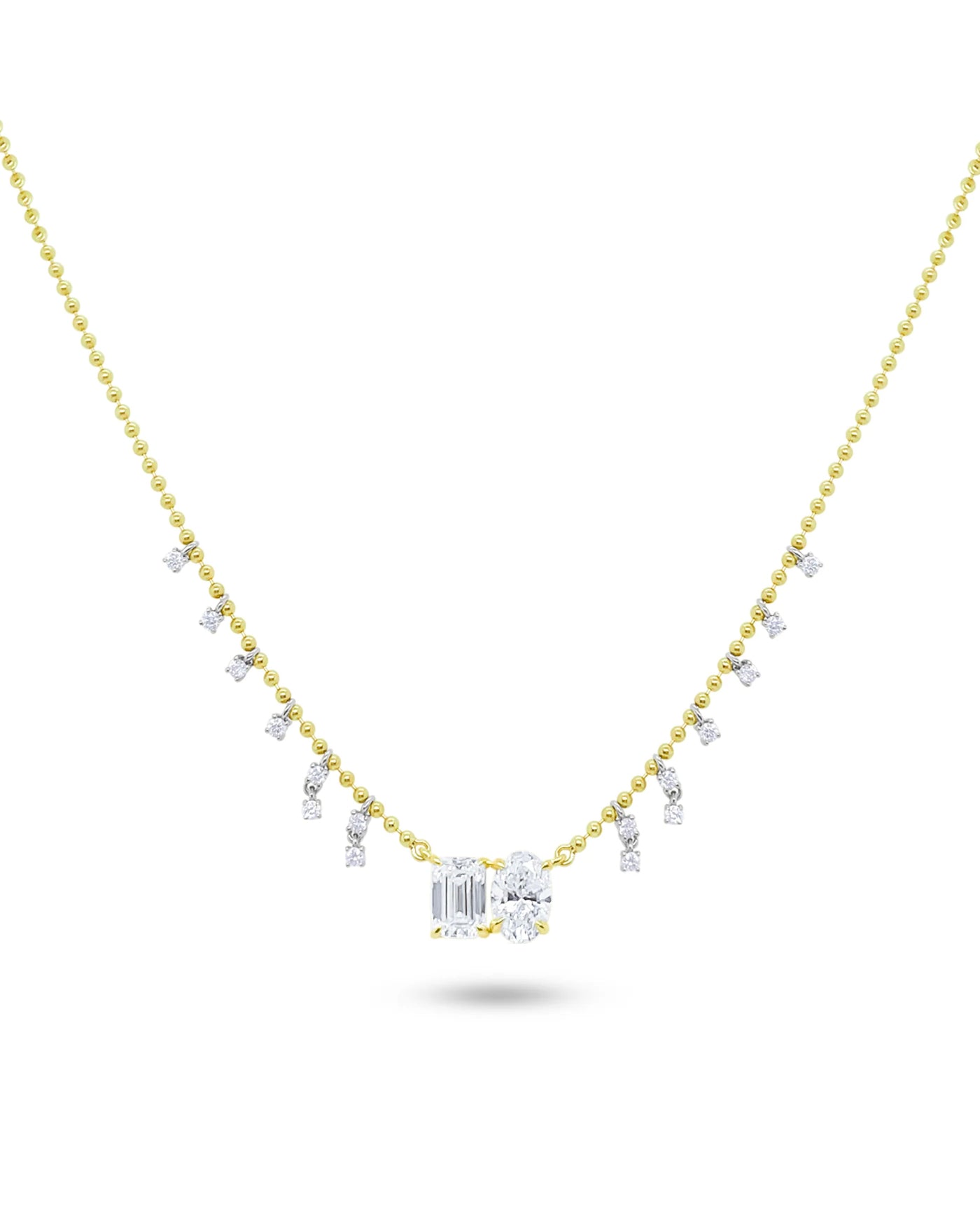 Spot Chain Moi & Toi Necklace | Two Stone 1ct LAB Diamond