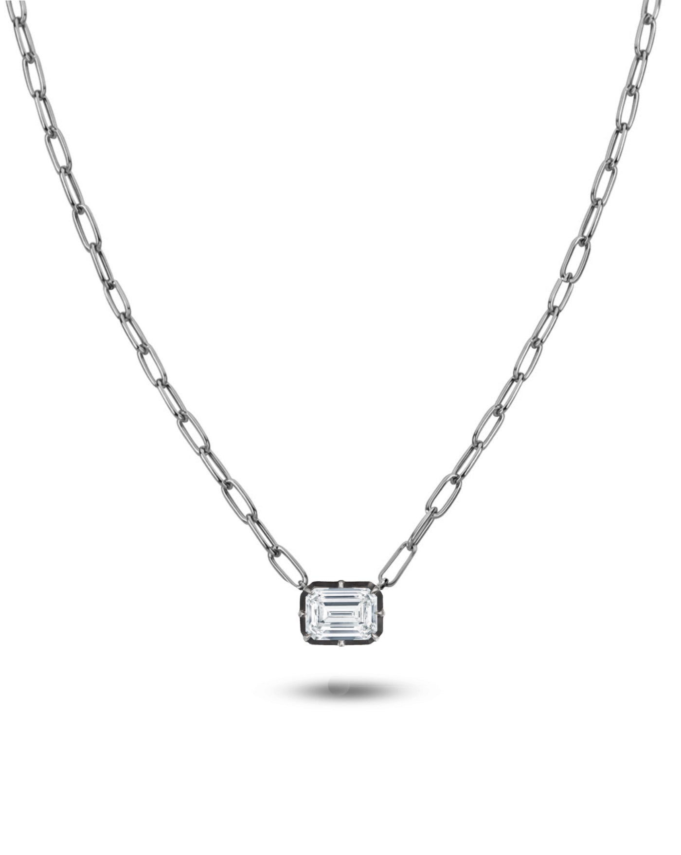 1 ct Colette Diamond Paperclip Necklace Emerald Cut