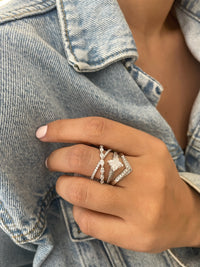 White Gold Stackable Engagement Ring Set