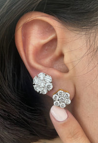 5 ct White Gold Floral Motif Lab Grown Earrings