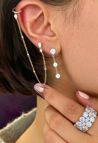 Yellow Gold Lab Grown Stud Cuff Earring