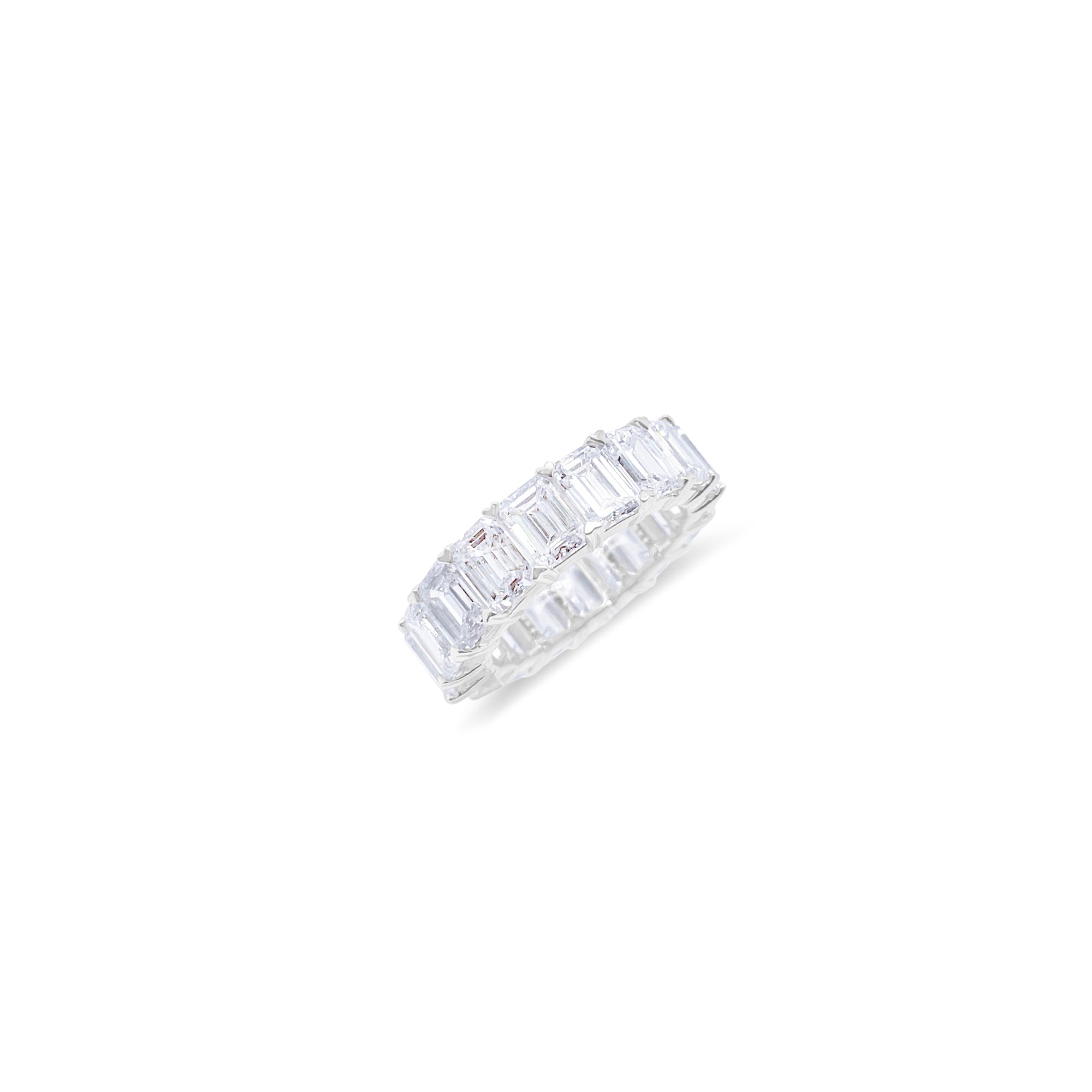 14kt White Gold Emerald Cut Eternity Band 8.69 Carat