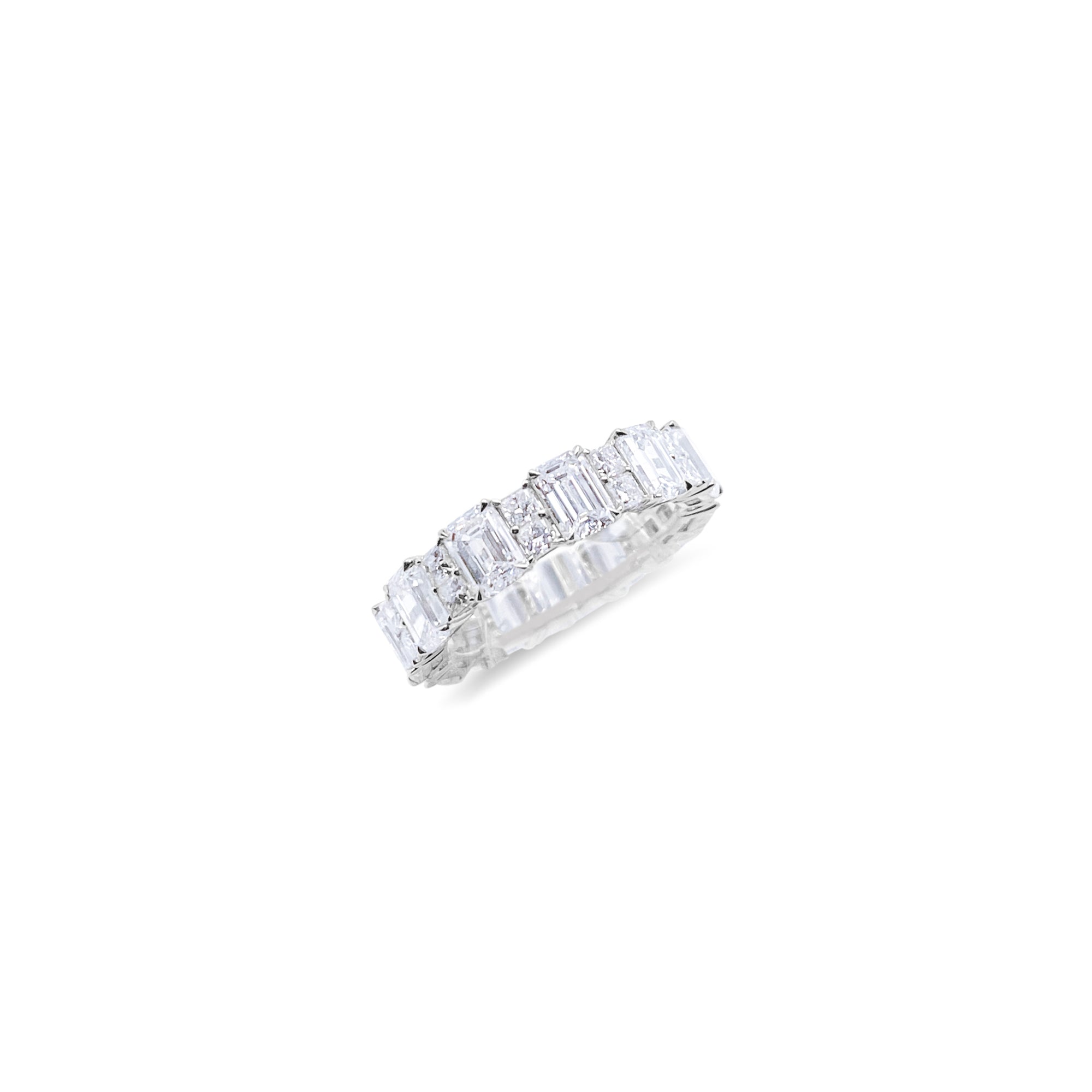 6.18 Carat 14kt White Gold Emerald and Princess Cut Eternity Band