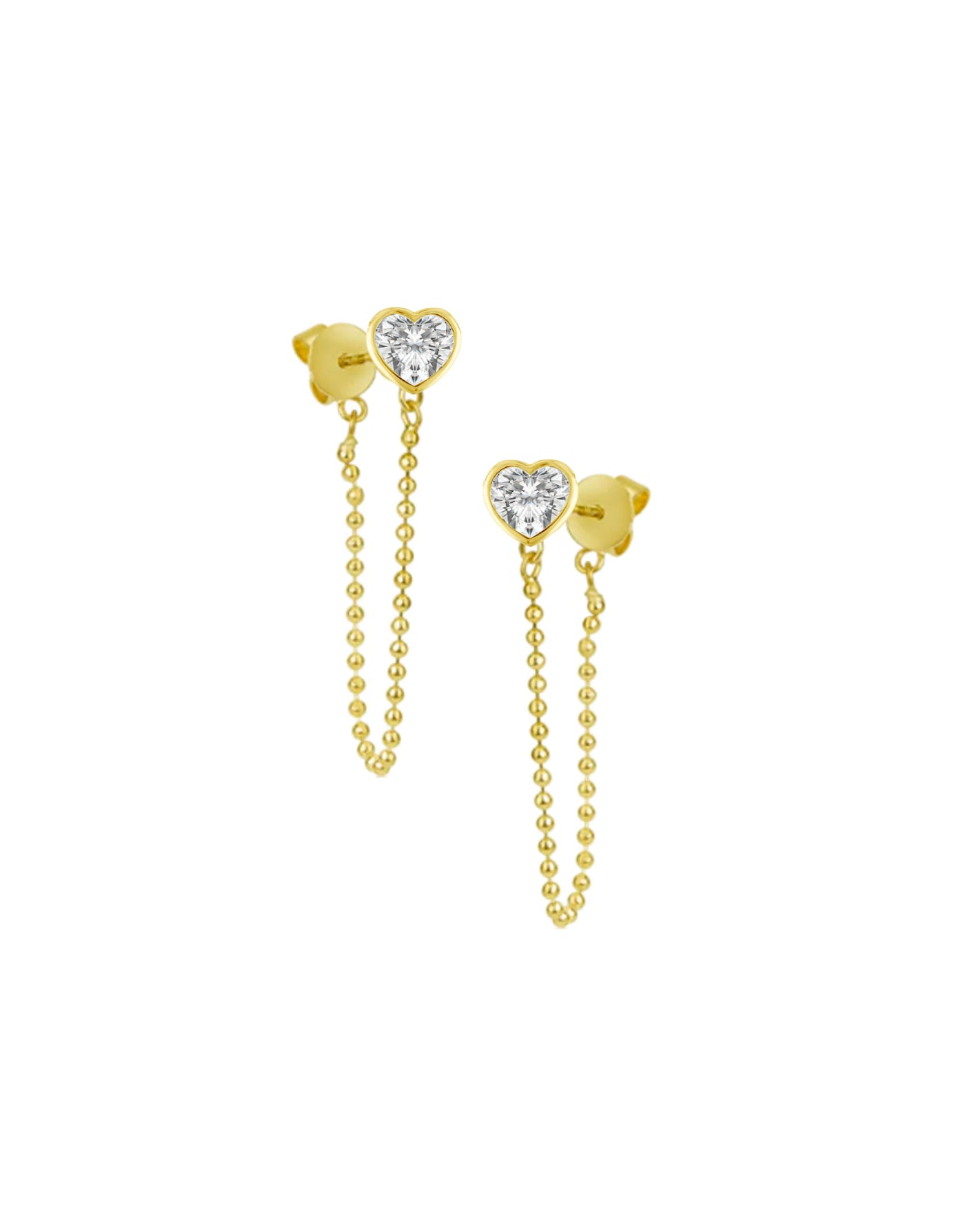 Spot Chain Earring | Heart Shape Cut 1ct LAB Diamond