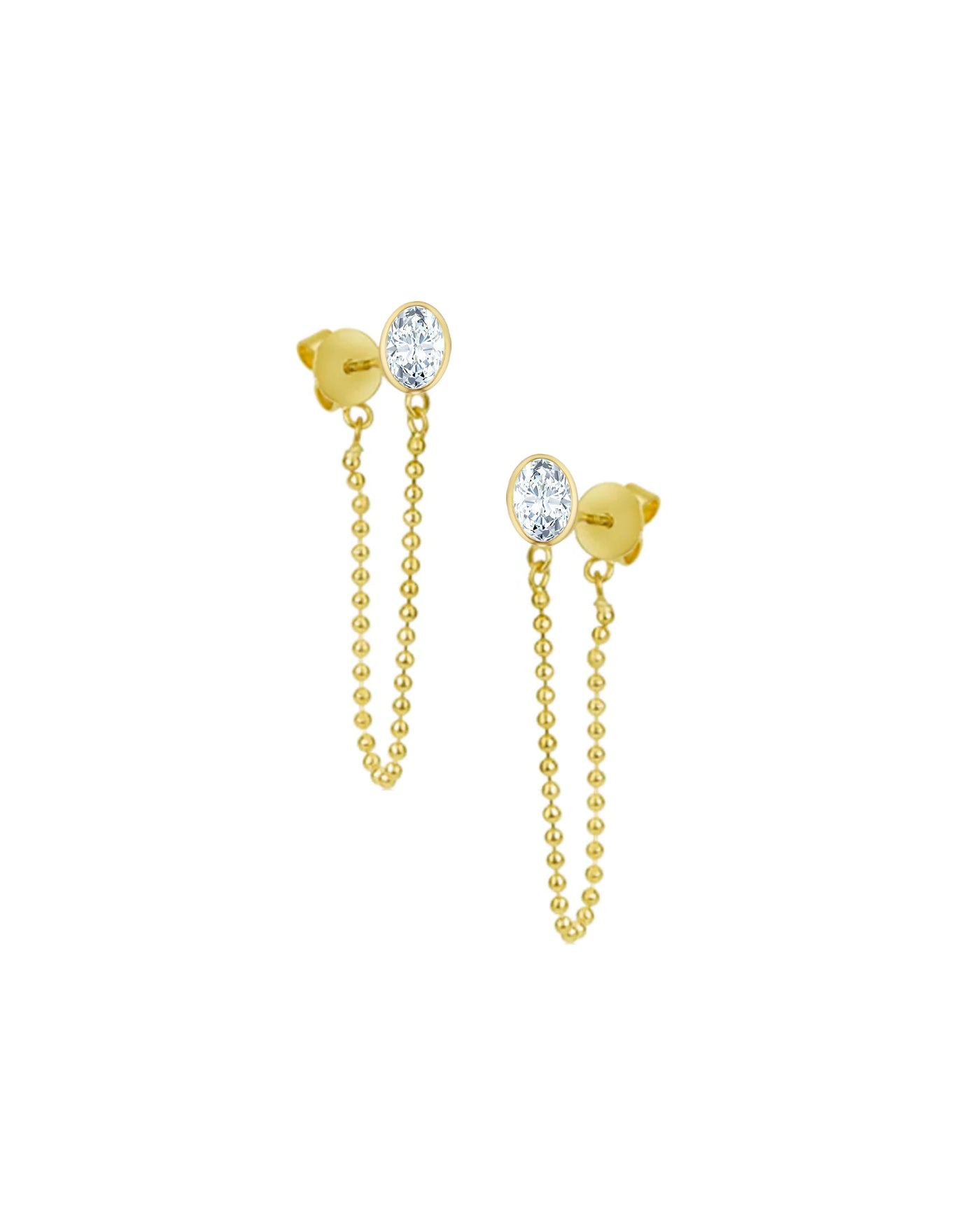 Spot Chain Earring | Oval Cut 1ct LAB Diamond