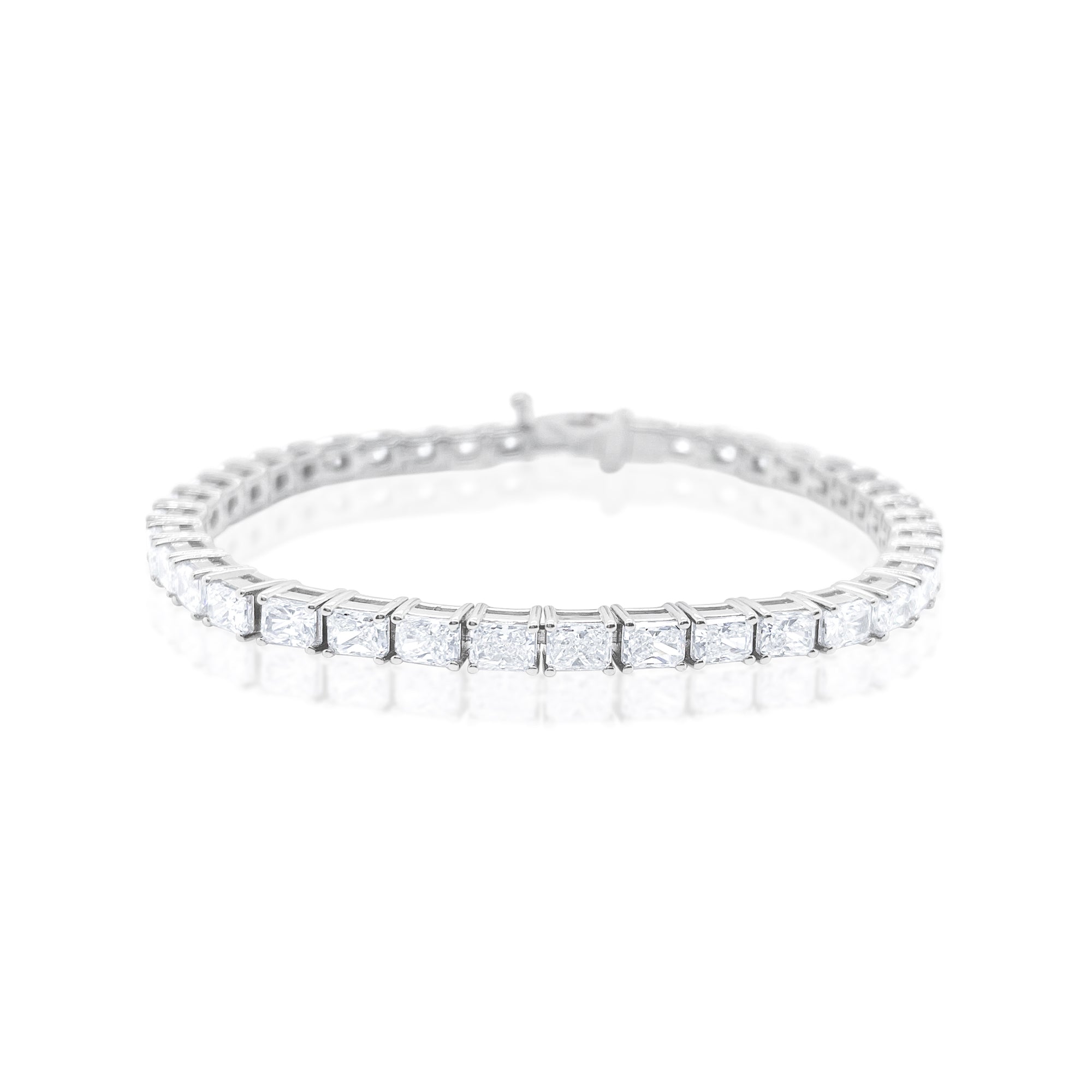 Lab Grown Diamond Horizontal Radiant 9.00 ct 14kt White Gold Tennis Bracelet