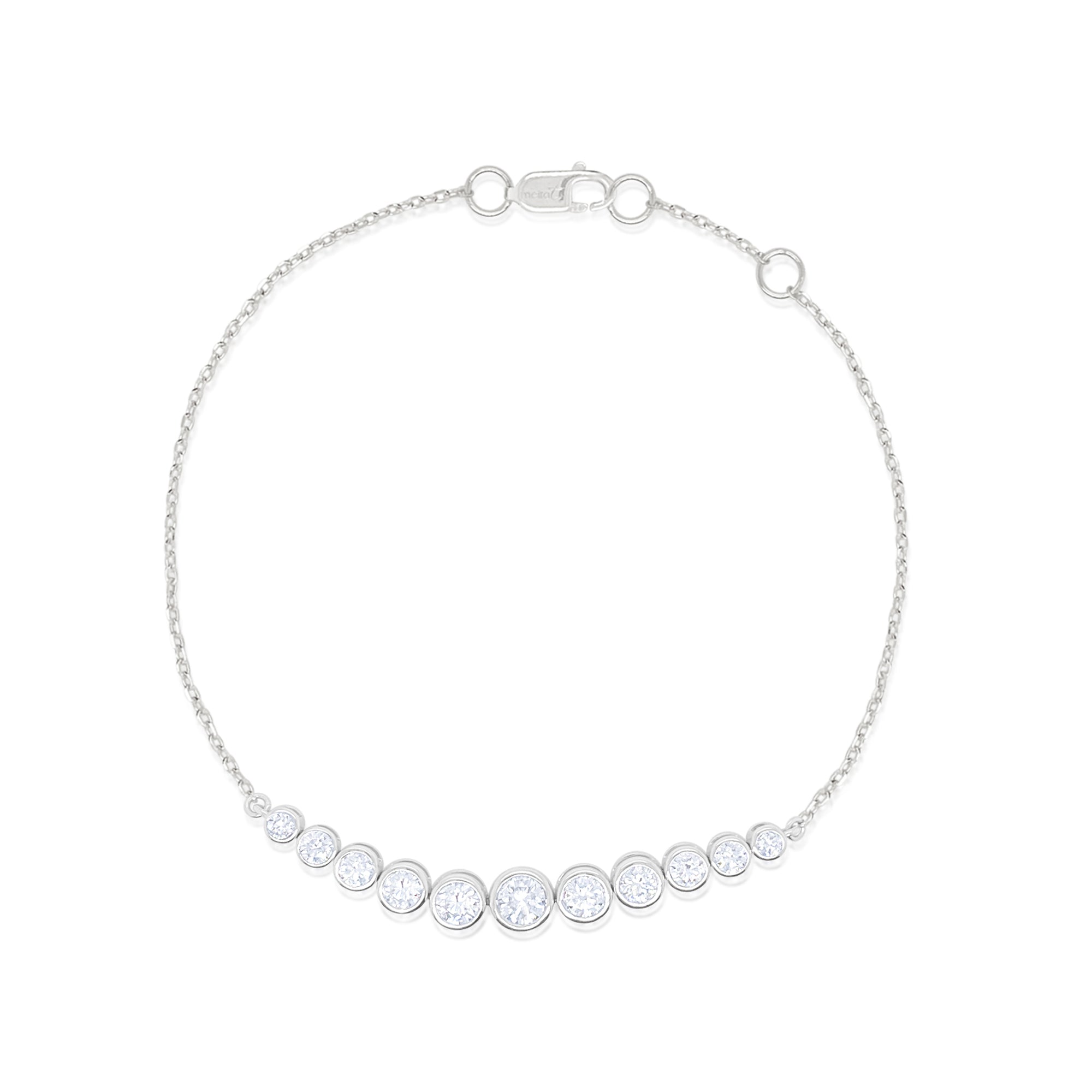 14 Kt White Gold 1.28 Ct Round Cut Diamond Bracelet