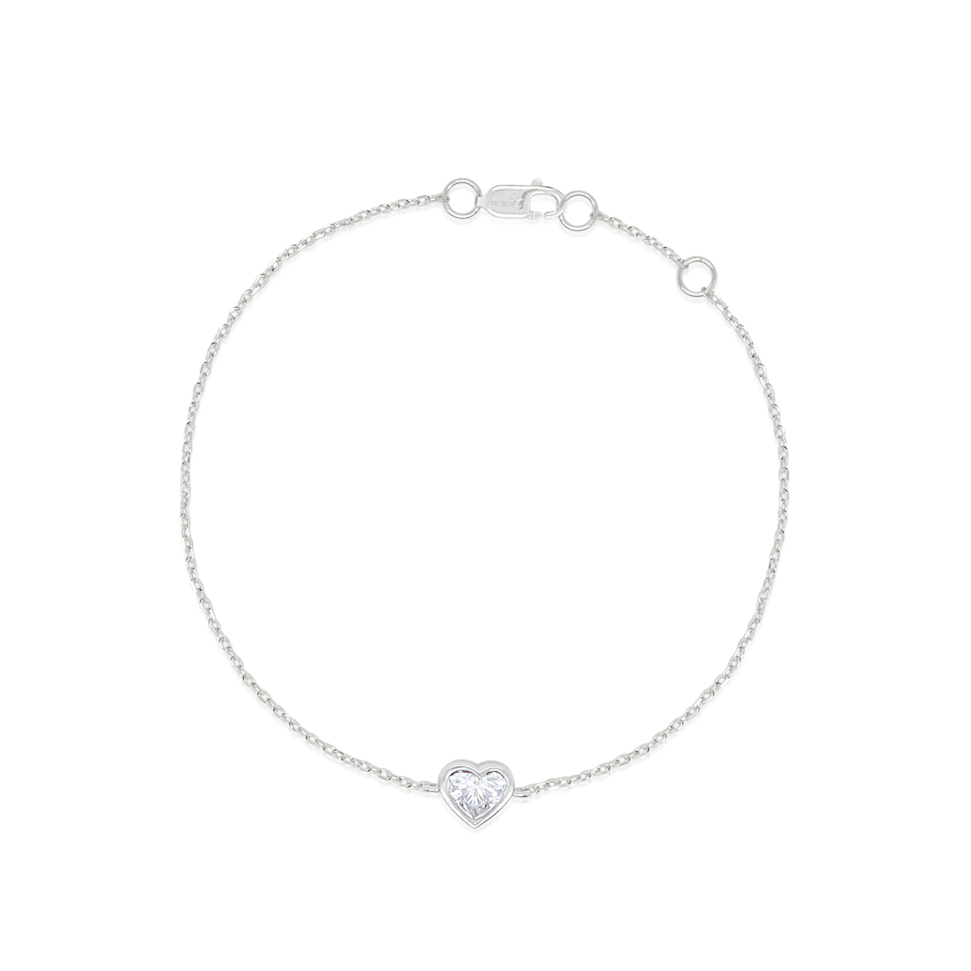 14 Kt White Gold .50 Ct Diamond Heart Bracelet