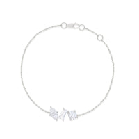 14 Kt White Gold Emerald Round And Marquise Cut 1.41 Ct Diamond Bracelet