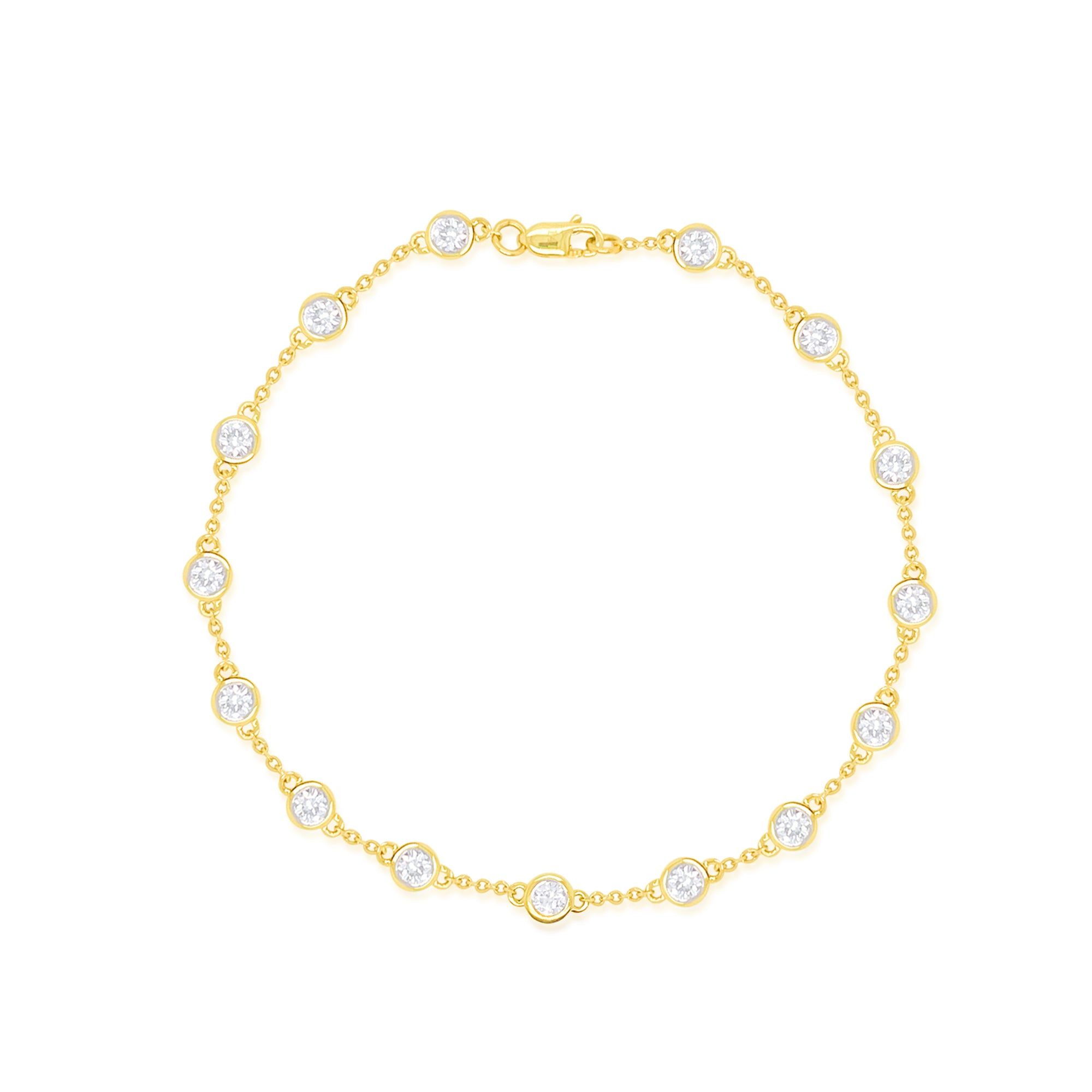 14 Kt Yellow Gold 1.08 Ct Bezel Diamond Bracelet