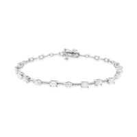 14 Kt White Gold 2.47 Ct Emerald Marquise And Oval Diamond Bracelet