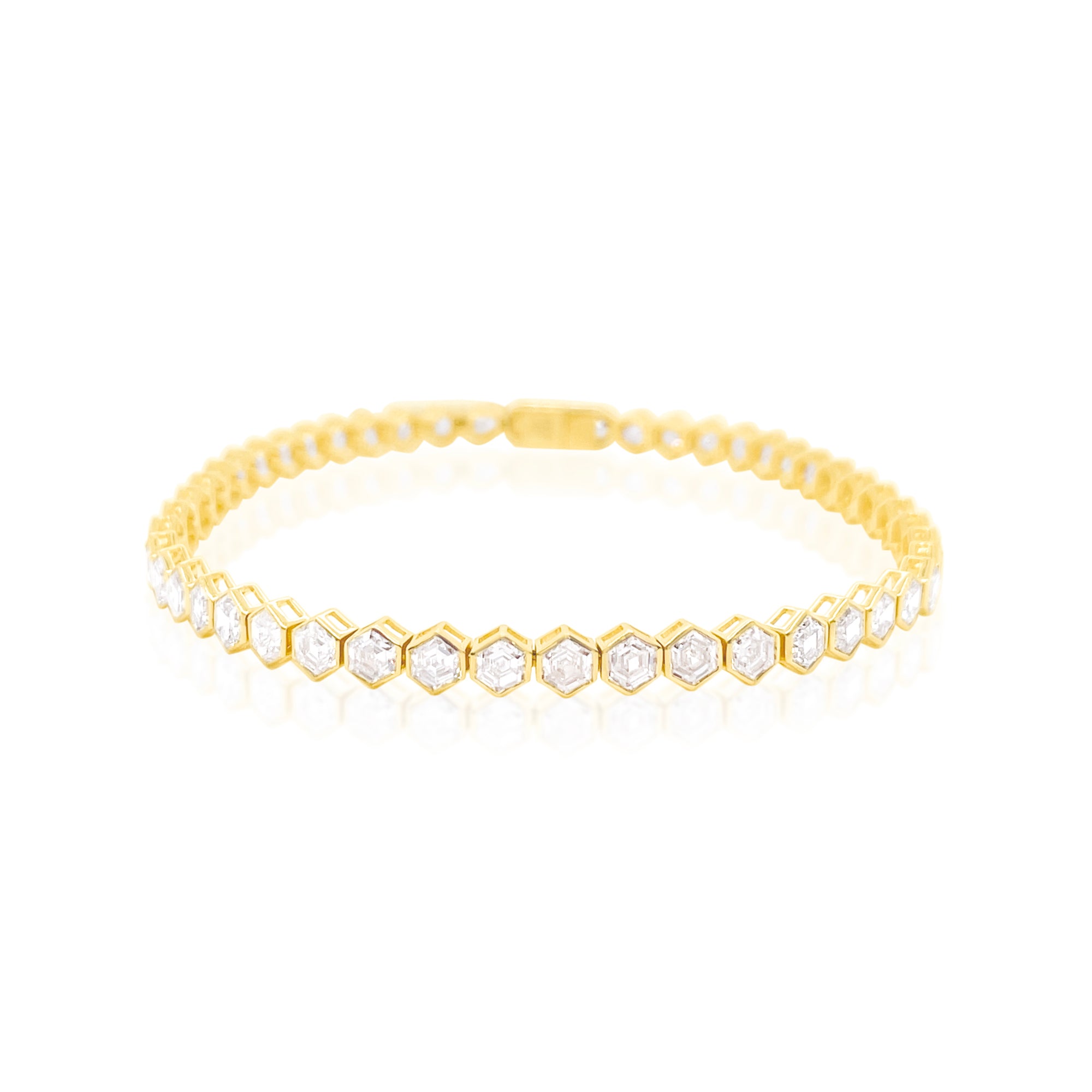 14kt Yellow Gold Bezel Set Lab Tennis Bracelet 7.53 ct