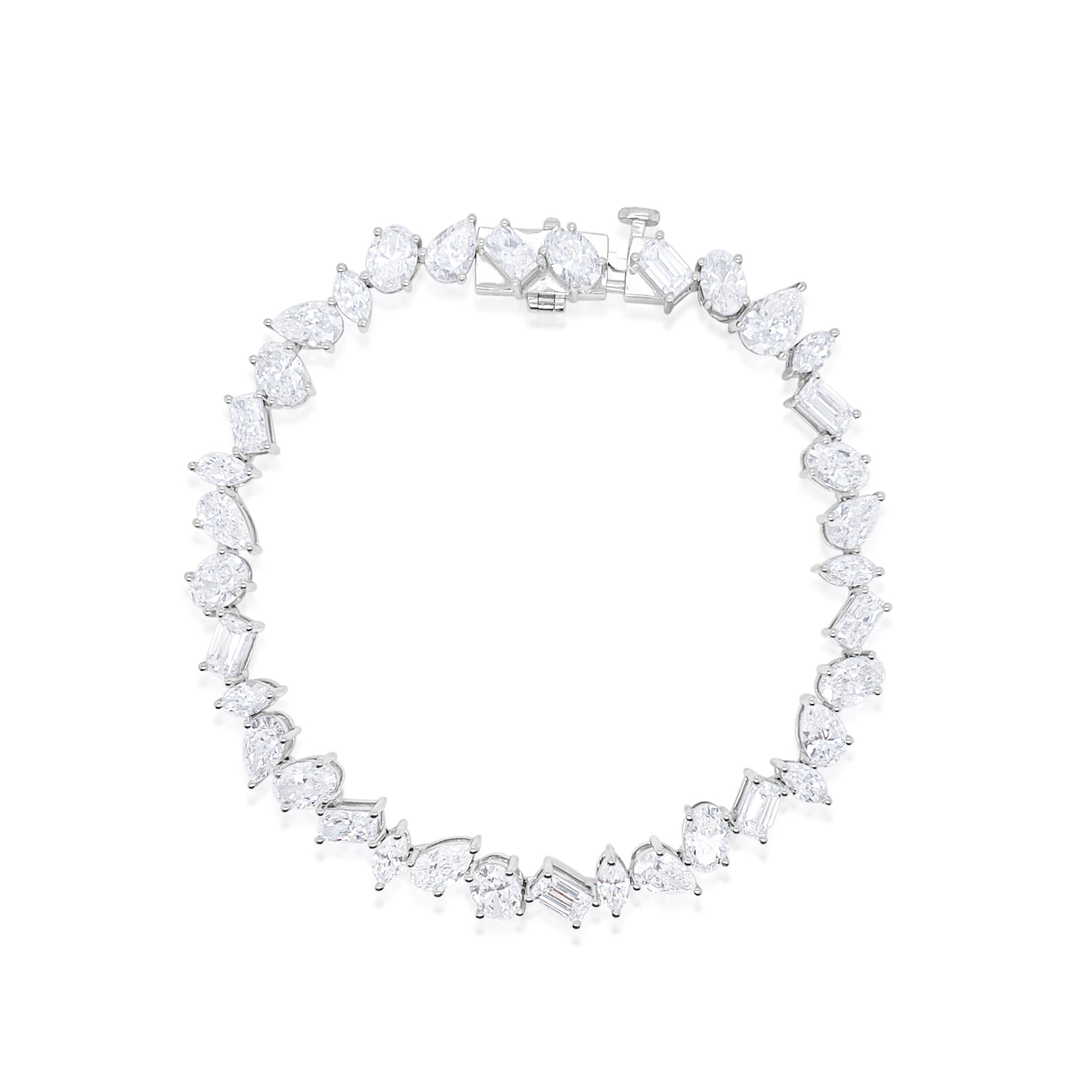 11.37 Carat Lab Grown Multi Shape Diamond Tennis Bracelet Pear Marquis Oval Radiant