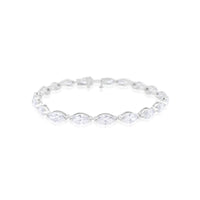 Lab Grown 9.25 Carat Marquise Diamond Tennis Bracelet 14kt White Gold