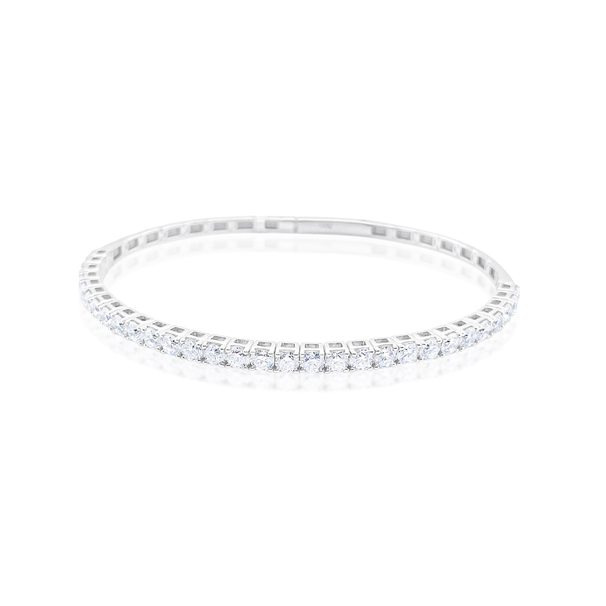 14kt White Gold Diamond  Tennis Bracelets 3.42 ct Flexible Bangle