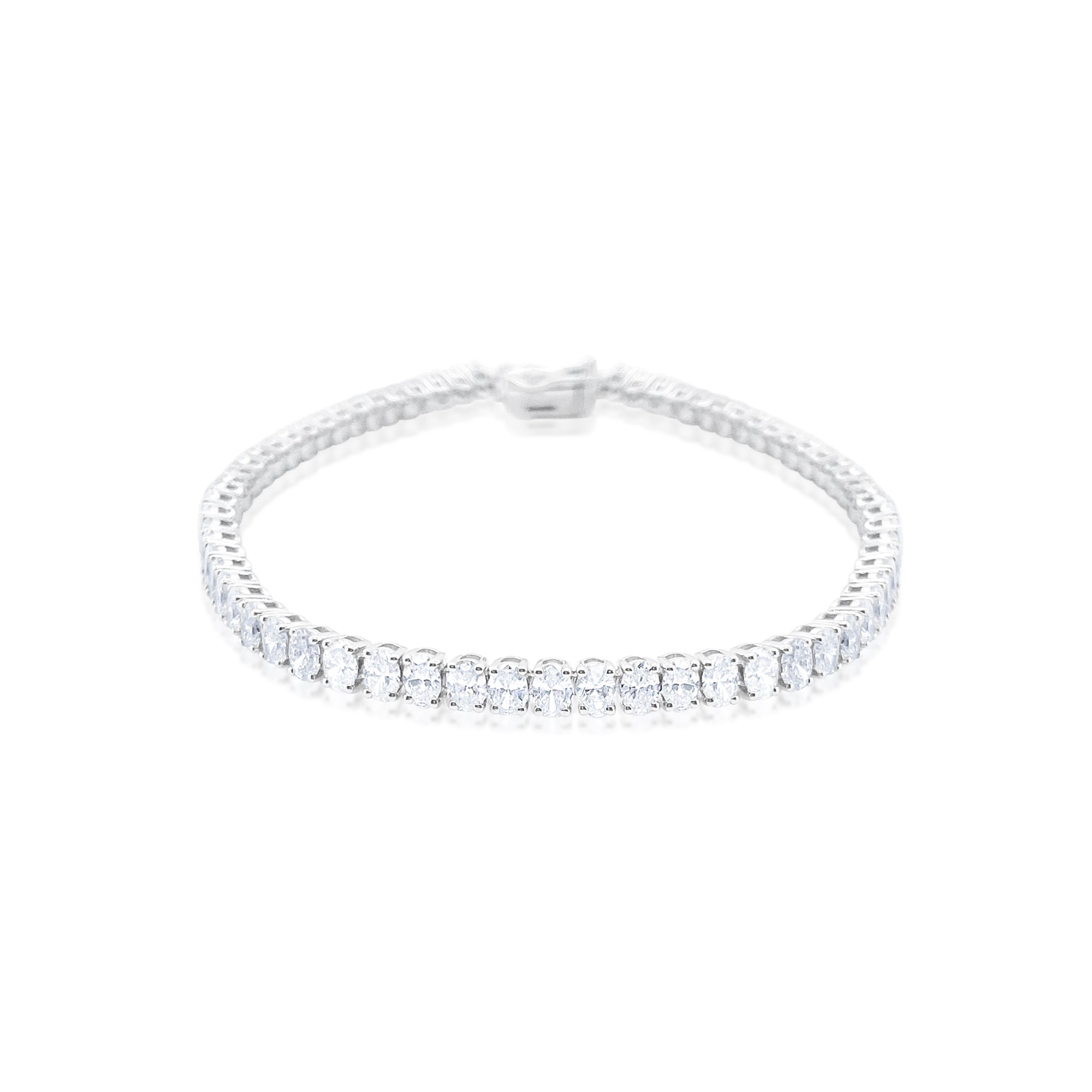 14kt White Gold Oval Tennis Bracelet 5.15 ct