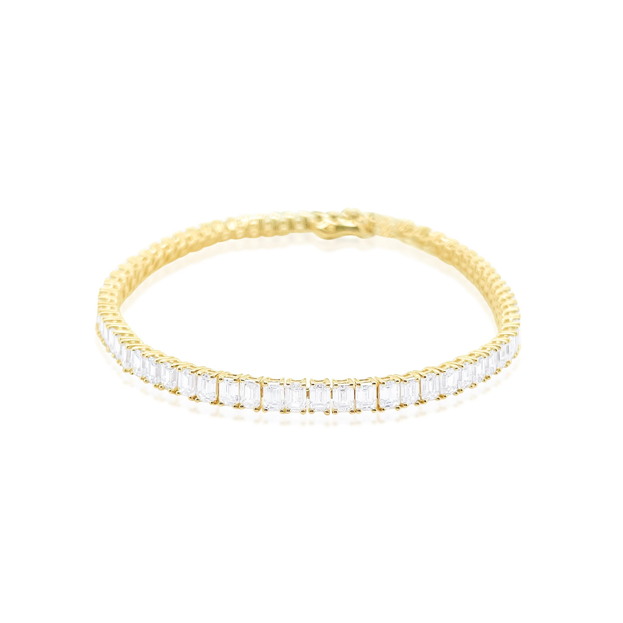 14kt Yellow Gold Diamond Emerald Cut Tennis Bracelet