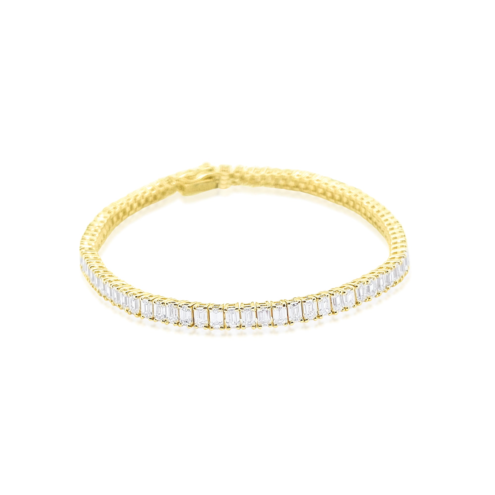 14kt Yellow Gold  Emerald Cut Diamond Tennis Bracelet 6.33 ct