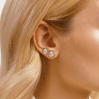 14kt Yellow Gold 4 Carat Bezel Set Lab Grown Studs