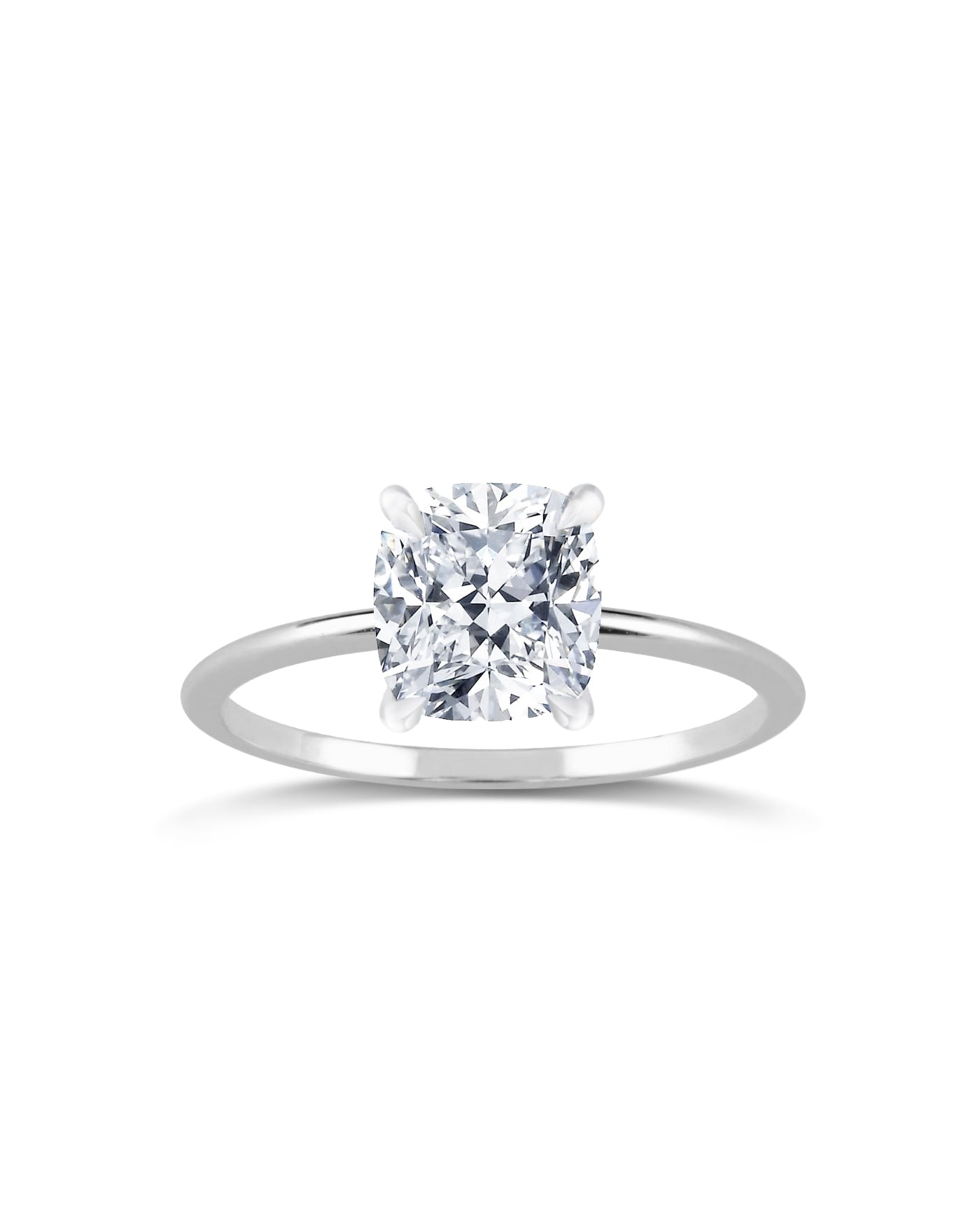 Cushion Diamond Solitaire with Thin Gold Band