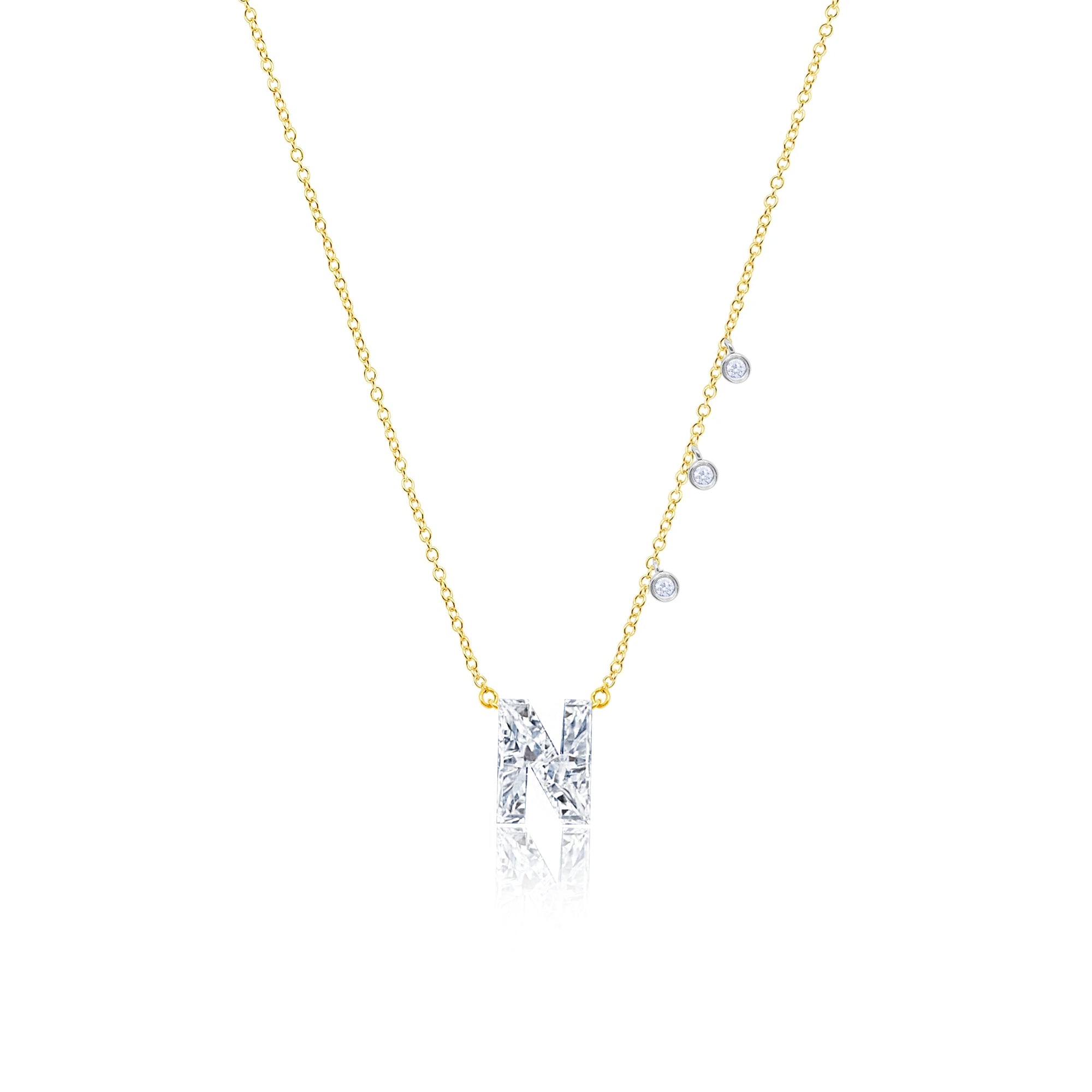 Diamond Drilled Set Initial Necklace (Lab Grown)