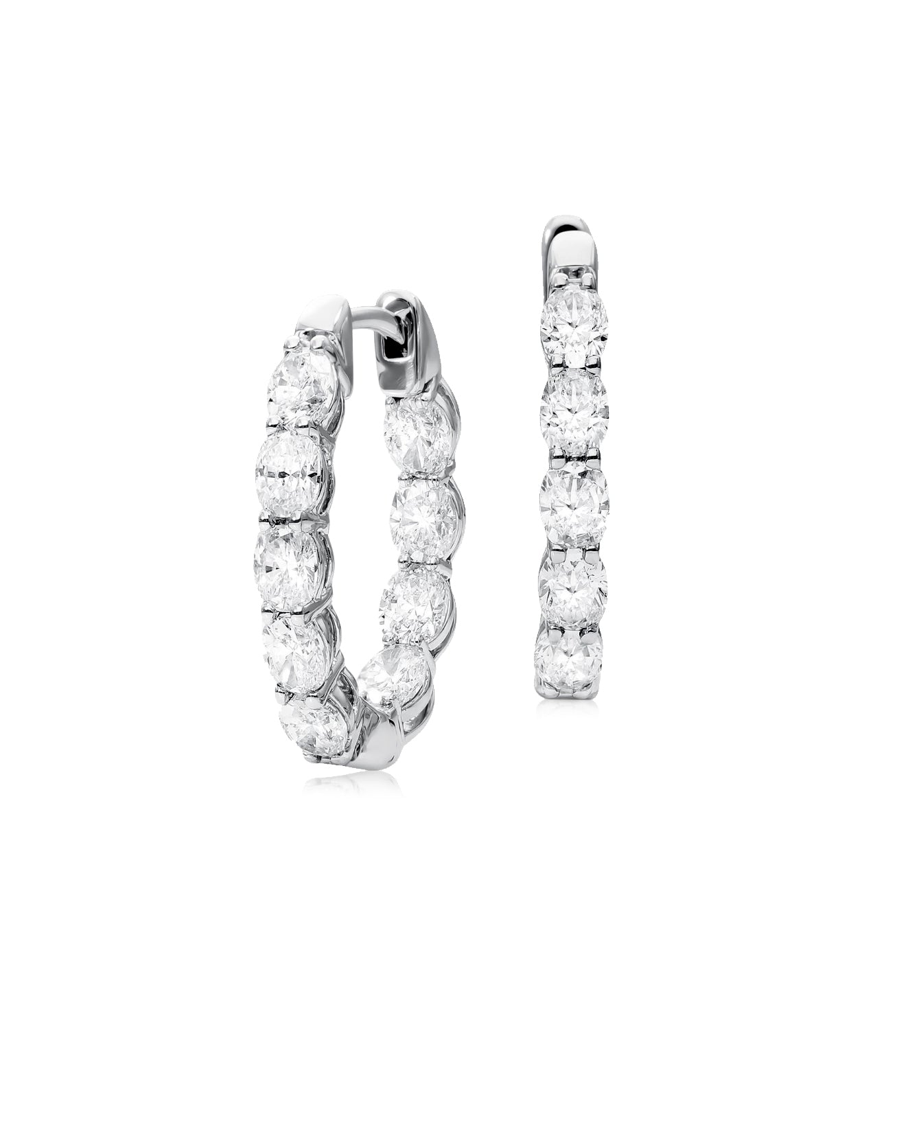 3 Carat Lab Grown Diamond Inside Out  Hoop | Oval Cut