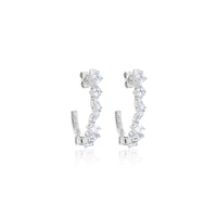 Lab Grown Diamond Hoop Earrings Marquise Pear Emerald and Round 2.01 Cts