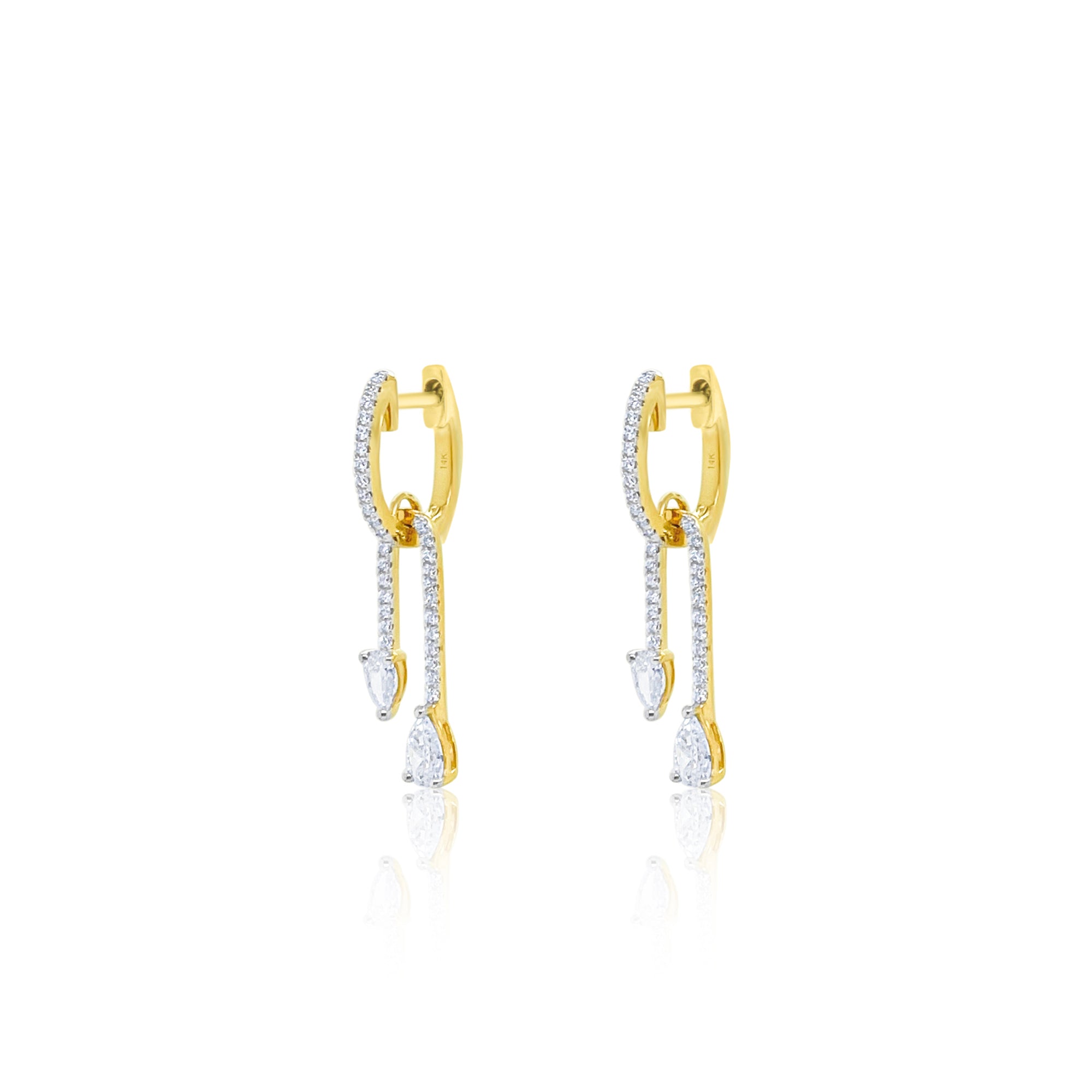 14 kt Yellow Gold 1.51 Ct Pear Cut Lab Grown Diamond Earrings