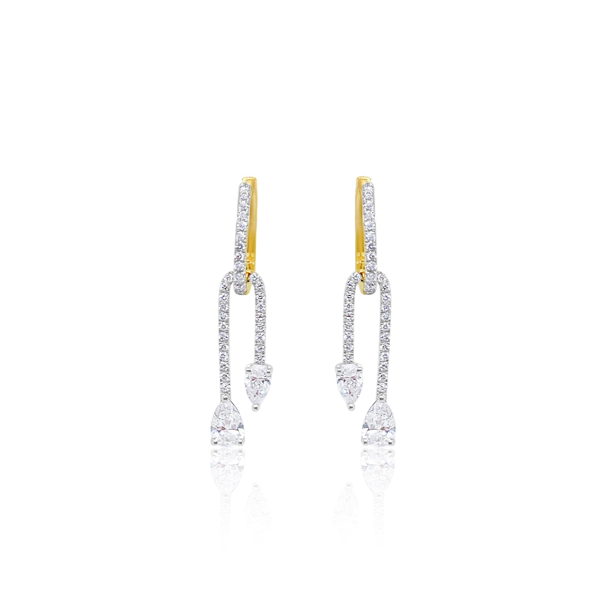 14 kt Yellow Gold 1.51 Ct Pear Cut Lab Grown Diamond Earrings